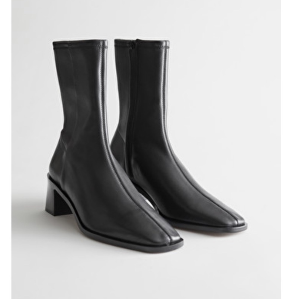 & Other Stories Square Toe Leather Sock Booties